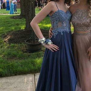 blue corset prom dress
